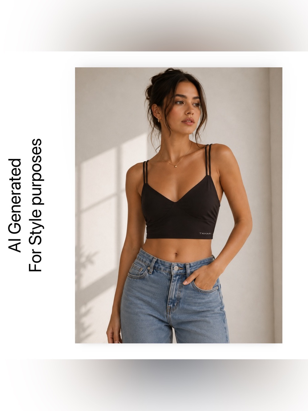 🇺🇸🆕NWOT TAHARI | XL | Black Seemless Bralette Lace back V-Neck - Picture 14 of 16